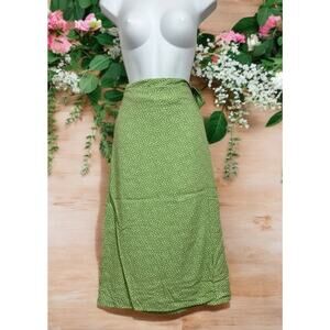 Urban Romantics Wrap Skirt Sz M Light Green Polka Dot Midi Cottage Core Coquette